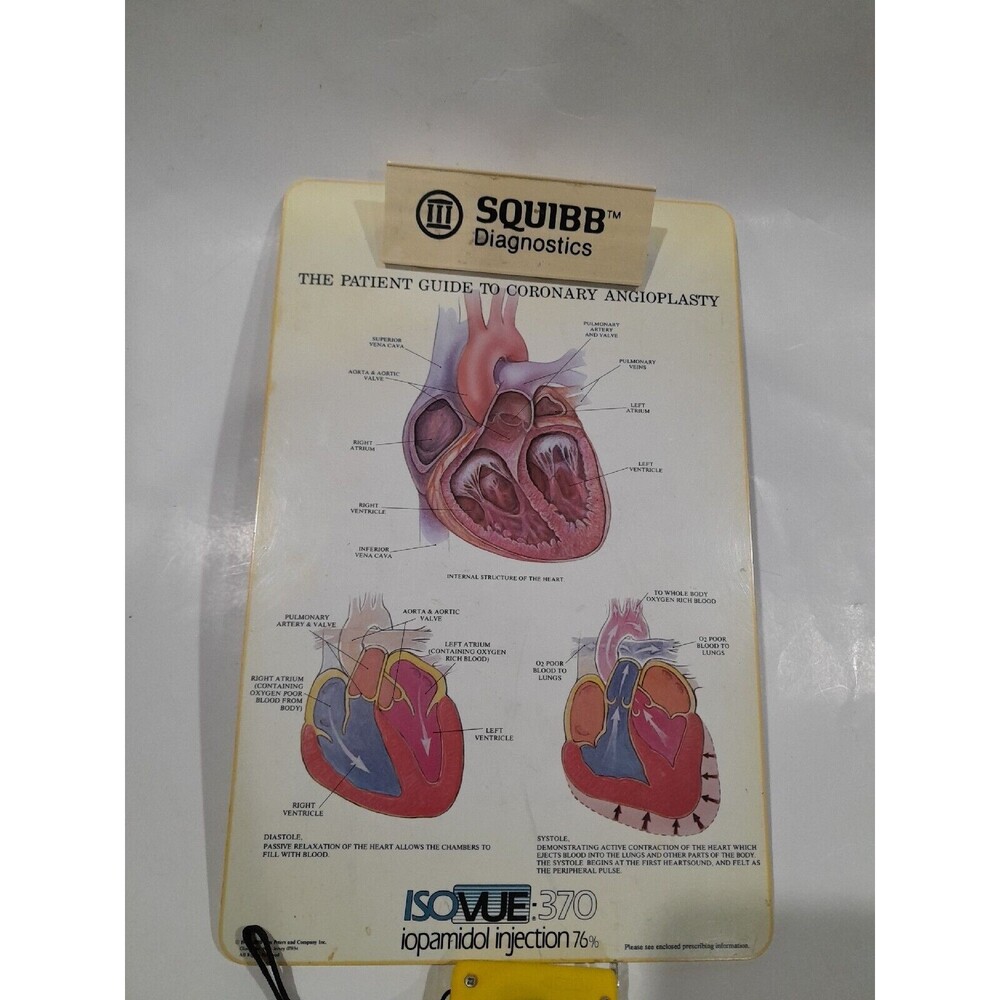 Vintage Medical Heart Clipboard, Pharmaceutical Drug Rep Isovue Medicine